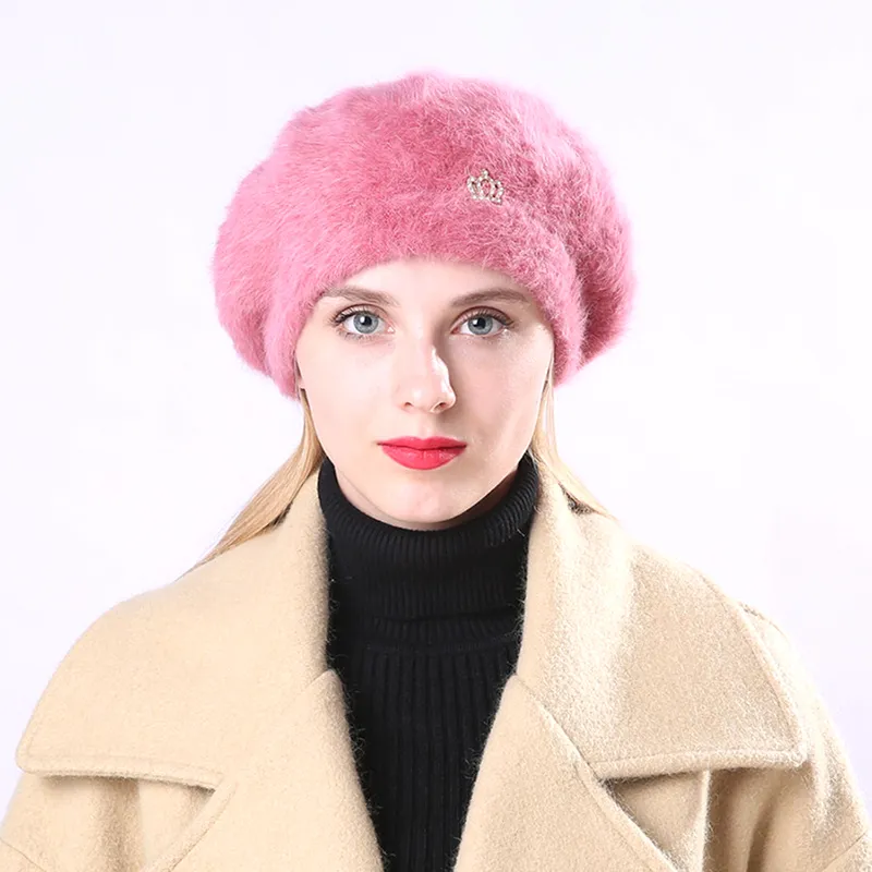 DCEBEY hiver chaud Chic couronne solide pour les femmes oreille protecteur Slouchy chapeau dames femme mode béret chapeau cachemire Cap195w