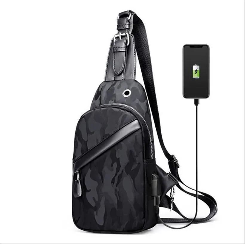 Heren Waterdichte USB Oxford Crossbody Tas Anti-diefstal Schouder Sling Bag Multifunctionele Korte Reizen Messenger Borst Pakken Voor M3029