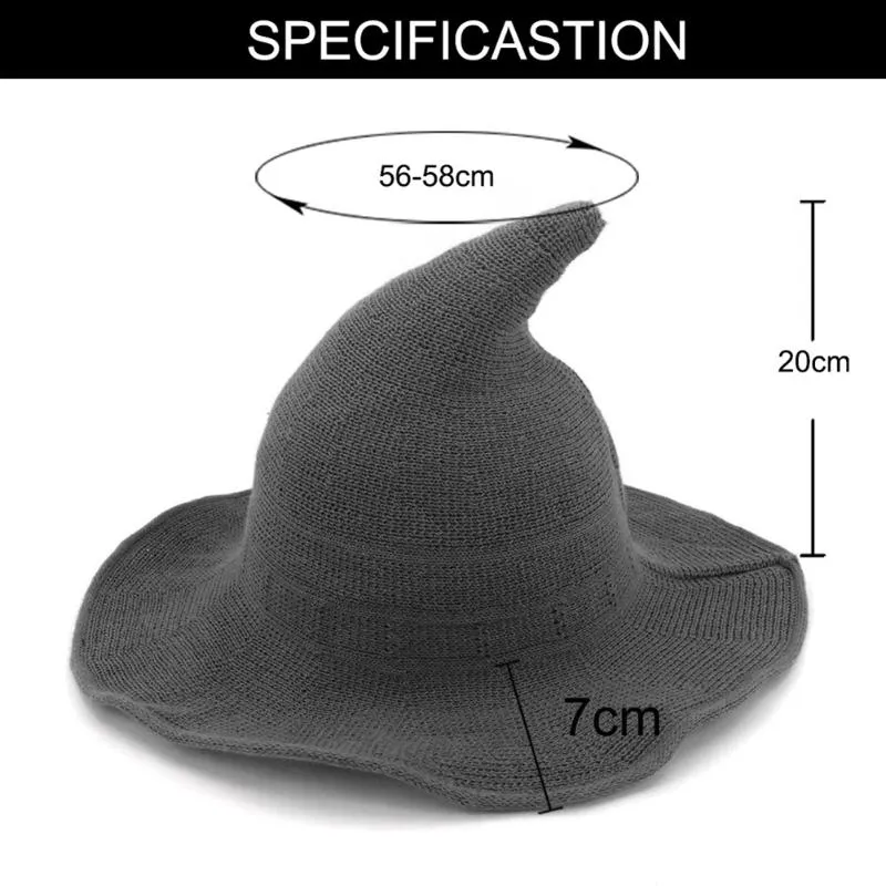 Stingy Brim Hats Ly Ladies Halloween Party Women Fashion Witch Hat Casual Solid Color Wide Knitted204V