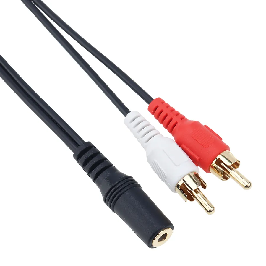 Altın Kaplama 3,5 mm Stereo Sesli Dişi Kriko 2 RCA Erkek Soketi Kulaklık 3.5 Y Splliter Adaptör Dönüşüm Kablosu