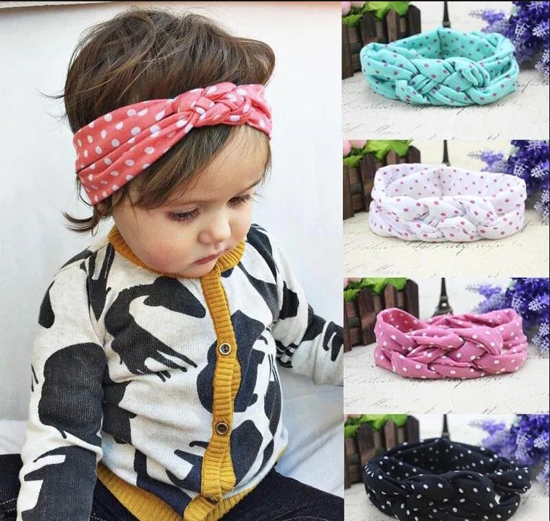 5 couleurs bébé enfants noeud bandeaux tressé headwrap à pois croix noeud bébé turban cravate noeud tête envelopper accessoires de cheveux pour enfants