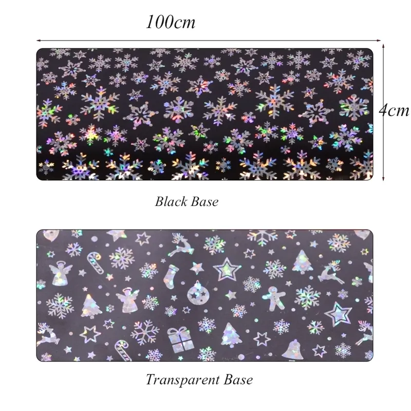 Motif de Noël Nail Art Stickers 3D Snow Flake Star Laser Glitter Décorations de Noël Manucure Nail art Transfert Foils 100x4cm