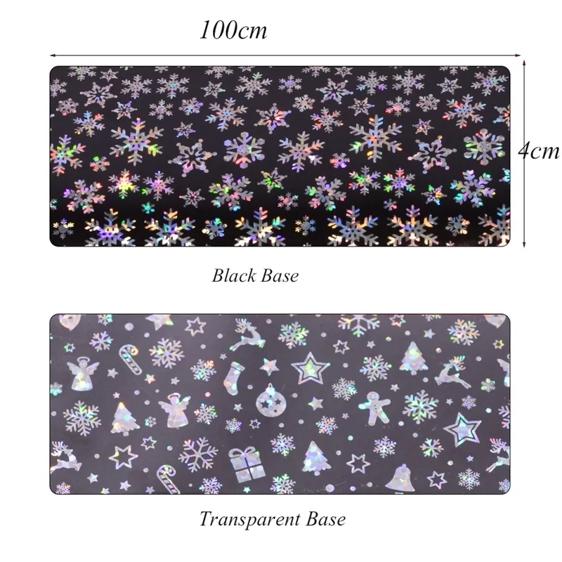 Xmas Pattern Nail Art Stickers 3D Snowflake Star Laser Glitter Decorazioni natalizie Manicure Nail Art Transfer Pellicole 100x4cm