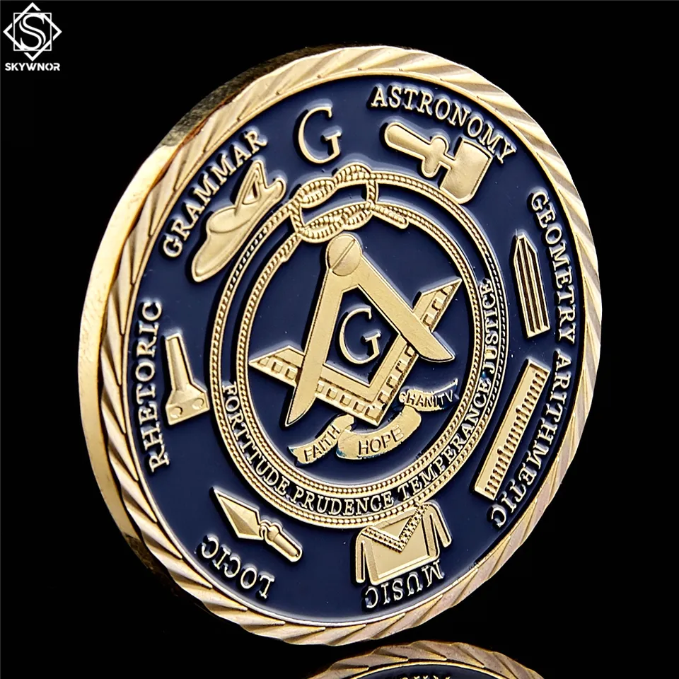 Maçons da fraternidade maçônica artesanato banhado a ouro moeda olho dourado design pedreiro token moedas coleção3815216