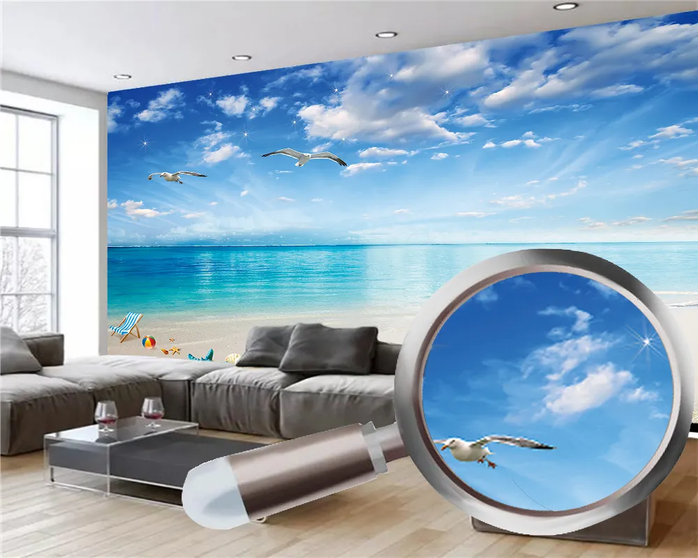 3D Modern Duvar Kağıdı PO 3D Duvar Kağıdı Mural Güzel ve Romantik Deniz Görünümü Oturma Odası Yatak Odası Duvar Kaplama HD Duvar Kağıdı208X