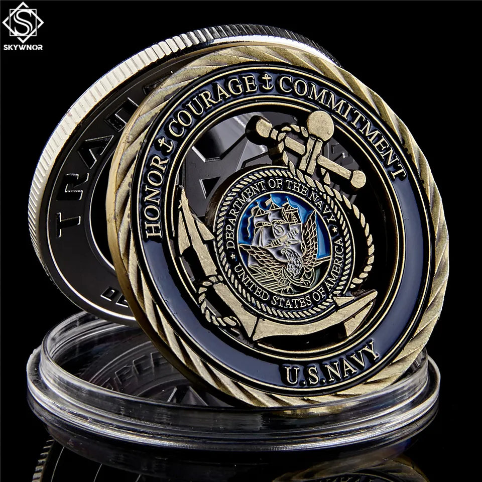 USA Department Navy Craft Emblem Core Values Medal of Courage Copper Hollow Token Challenge Commitment Coins2753967