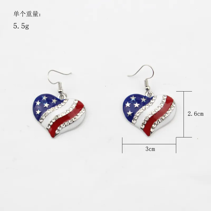 America Flag 4 juli Heart Drop Earrings American Flag Heart Shape Earrings285h