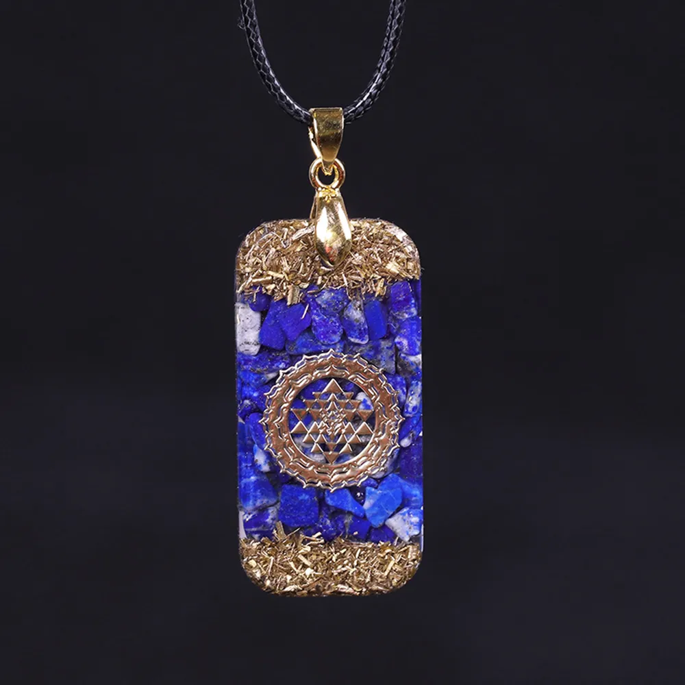 Orgonit energi hängsmycke naturliga lapis lazuli reiki energi halsband mystisk harts chakra sten tillväxt affär amulet 200929
