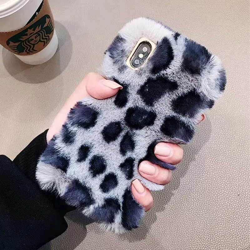 Fashion Plush Hair Fur Phone Cases For iPhone 14promax 14 14pro 13pro 13 12 12pro Max X 8 7 6S Plus Leopard Fluffy Soft TPU Cover