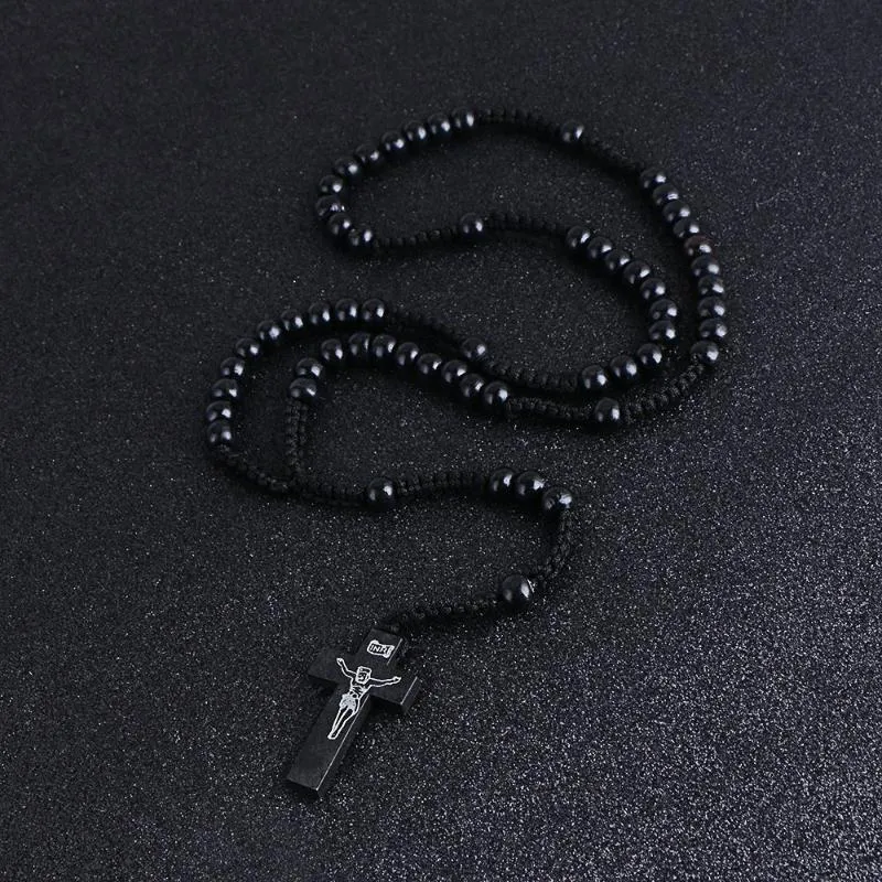 Komi todo católico ortodoxo 8mm contas de rosário de madeira marca colares religiosos jesus orando colares contas jóias1208a