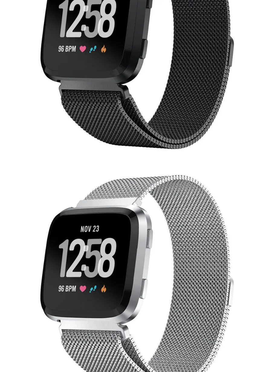 Metall rostfritt stålband för Fitbit Versa 2/3 remsledor Milanese magnetiska armband fit bit lite vers titta på smarta tillbehör