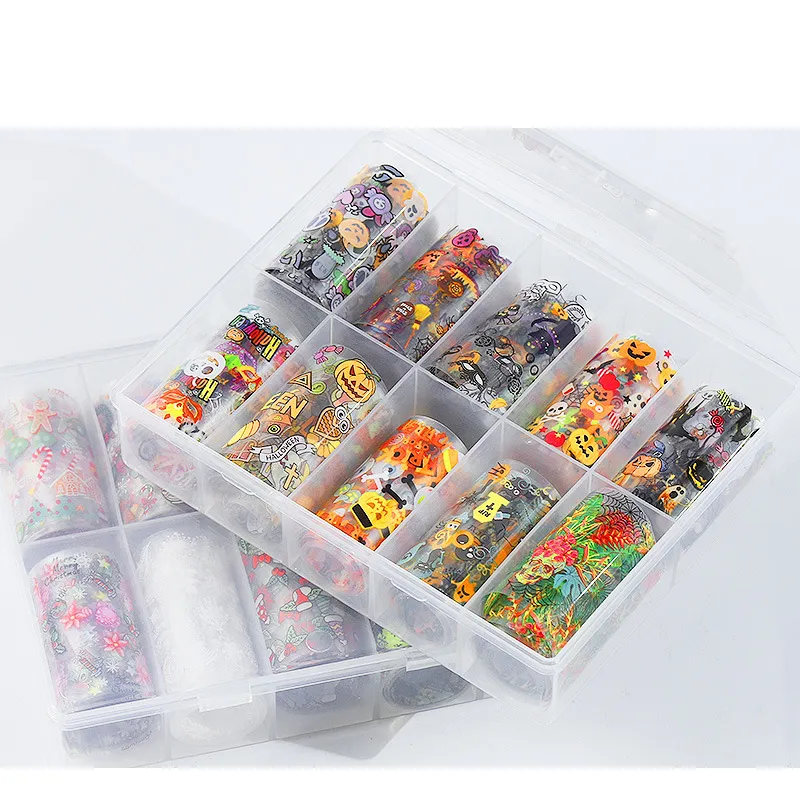 Nail Art Stickers Decals Set For Christmas Halloween Transfer Paper Nail Art Decorations Tips Manicure Tools Nail Stickers