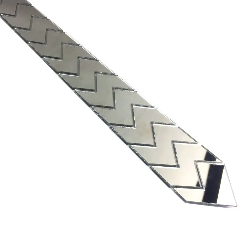 Nekbanden handgemaakte geometrisch patroon stropdas zaagtandvorm zilveren spiegel voor mannen mode bruiloft accessoire juwelen202j