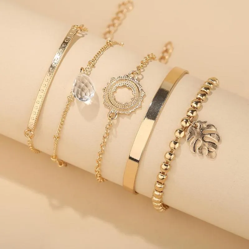 Bracelet bohème mixte géométrique en cristal, fleur de soleil, feuille, multicouche, mode océan plage, bijoux décontractés, accessoires 265o