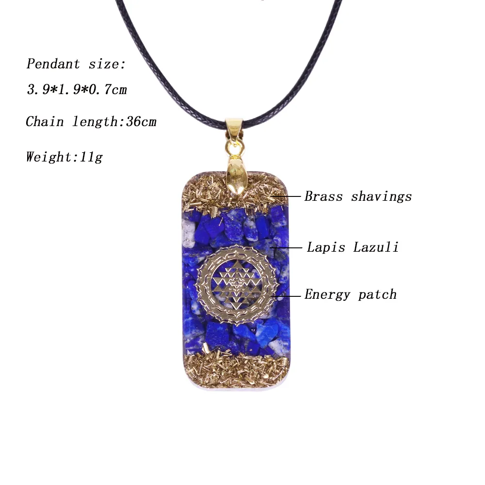 Orgonit energi hängsmycke naturliga lapis lazuli reiki energi halsband mystisk harts chakra sten tillväxt affär amulet 200929