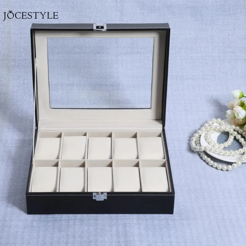 Horlogedozen Koffers 2 6 10 Grids PU Lederen Box Case Professionele Houder Organizer Voor Klok Horloges Sieraden Display opslag Drop290y