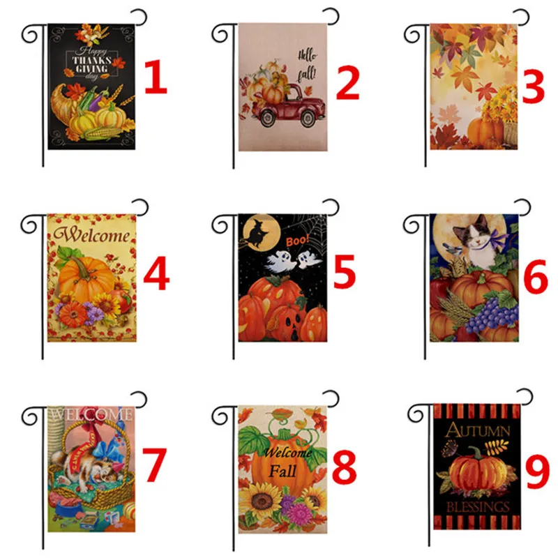 Halloween Garden sjunker pumpa utskrift hängande flaggor halloweens utomhus dekoration flaggor banner t1i2393