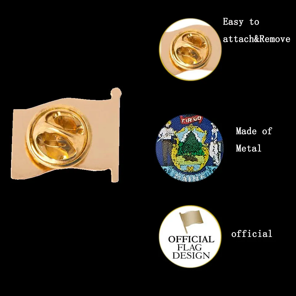 lot souvenir du Maine, État des États-Unis, drapeau plaqué Badge Badge Multicolor Brooch Collection Gift4587414