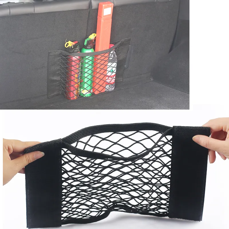 For Mitsubishi Pajero Sport Car Vehicle Black Rear Trunk Cargo Baggage Organizer Storage Nylon Plain Vertical Seat Net