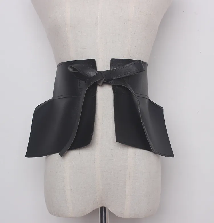 Robe robe de robe de femme sexy jeans de la ceinture de bowknot noir sauvage de la ceinture large 314287q