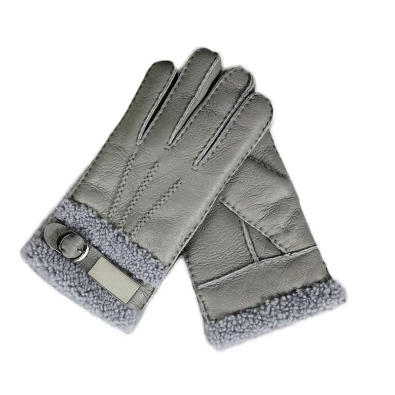 Toppkvalitet äkta läder varm pälshandske för män termiska vinter mode fårskinn vår dörr tjocka fem fingerhandskar s3731284h