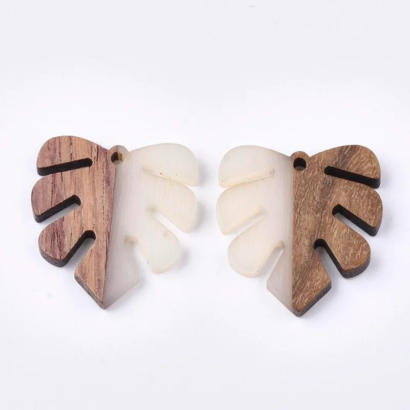 매력 수지 펜던트 디자인 몬스터라 잎 모양 목걸이 귀걸이 보석 보석 Findi219k