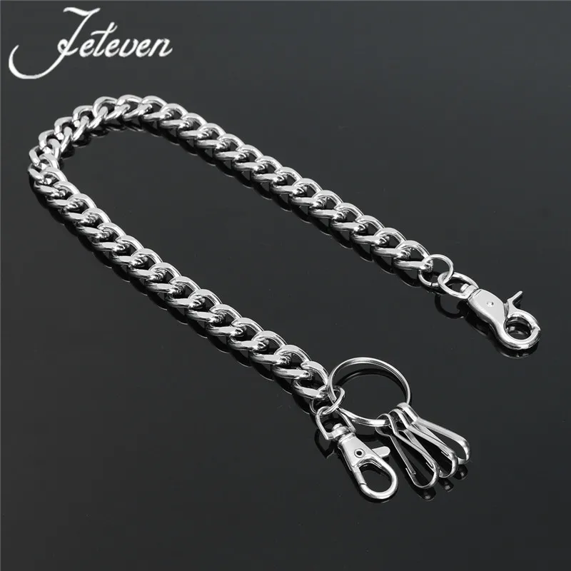 Keychains Men's midje Key Chain Silver Heavy Rock Metal Hip Hop Gothic Punk Style Pants Byxor Jean Biker Wallet Ring Long 3250