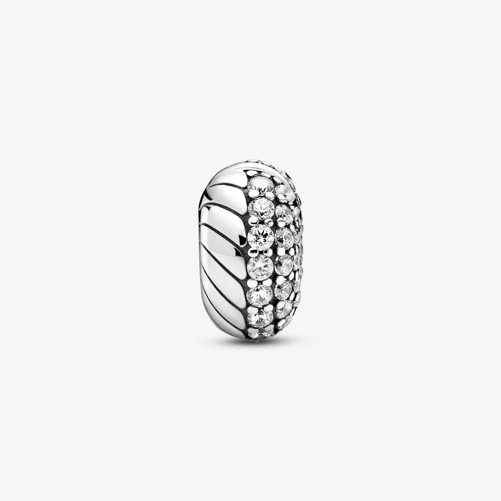 New Arrival Charms 925 Sterling Silver Pave Snake Chain Pattern Clip Charm Fit Original European Charm Bracelet Fashion Jewelry Ac214o