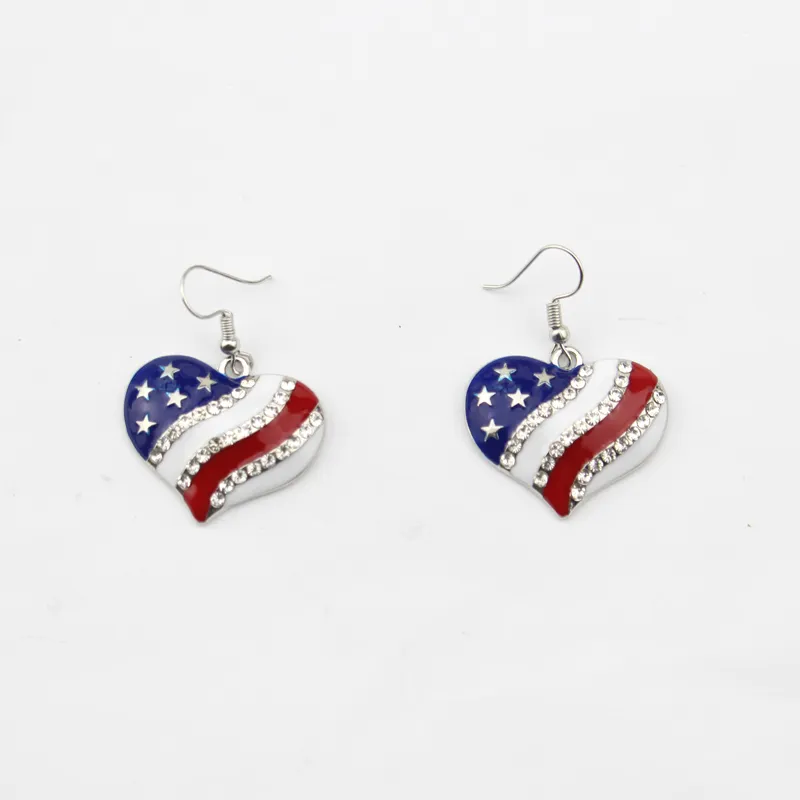 America Flag 4 juli Heart Drop Earrings American Flag Heart Shape Earrings285h