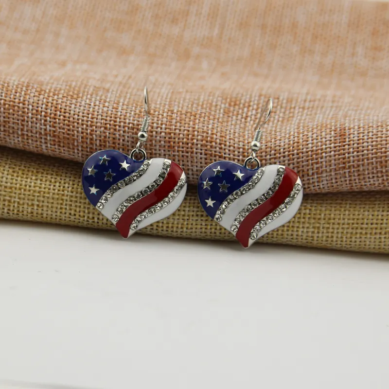 America Flag 4 juli Heart Drop Earrings American Flag Heart Shape Earrings285h