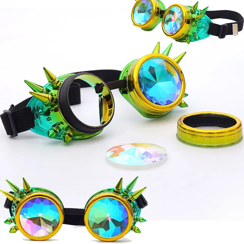 FLORATA калейдоскоп красочные очки Rave Festival Party EDM солнцезащитные очки с дифрагированными линзами очки в стиле стимпанк309m
