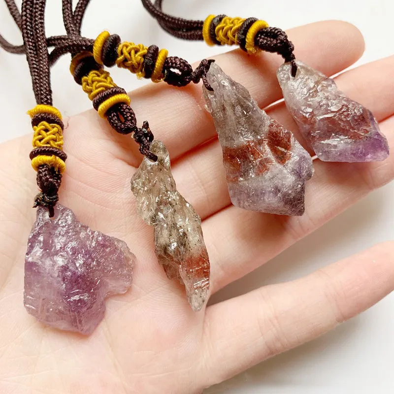 Pendant Necklaces Natural Auralite 23 Crystal Rough Necklace Energy Spiritual Healing Crystals Raw Stones Ornament Drop1190d