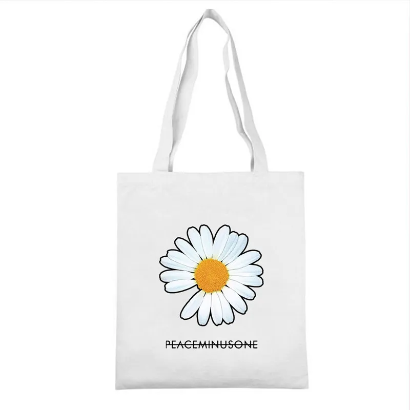 KPOP G-Dragon Daisy Impression PEACEMINUSONE Sac à provisions Protection de l'environnement Sac de rangement Étudiants Sac grande capacité FH598 200919