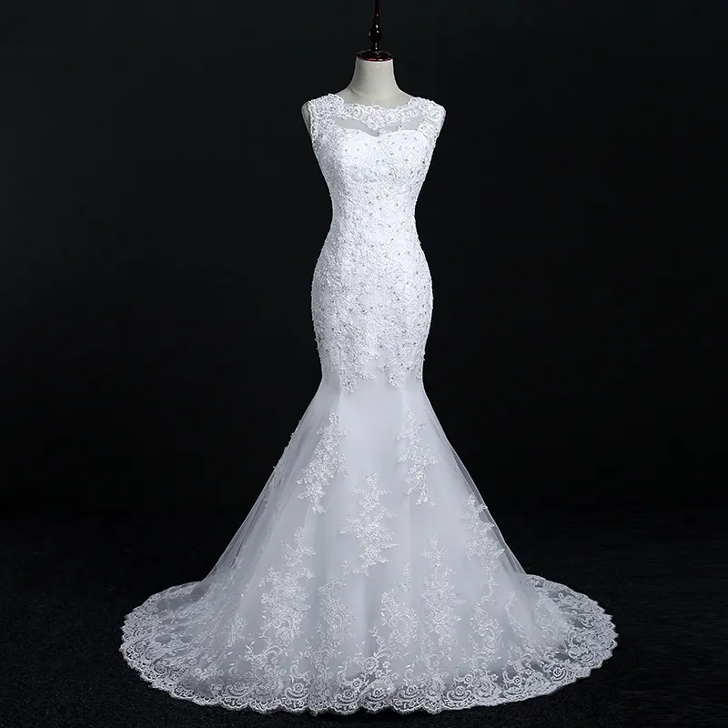 Fansmile nouveau Vestidos de Novia broderie dentelle sirène robe de mariée 2020 robes de mariée grande taille personnalisée FSM-569M