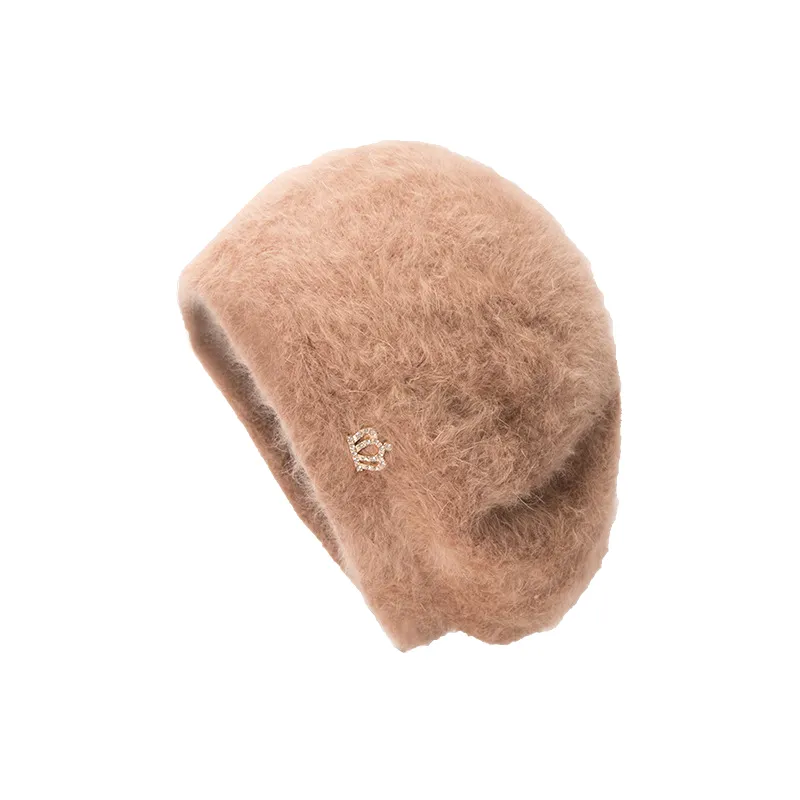 Dcebey inverno quente chique coroa sólida para mulheres protetor de orelha slouchy chapéu senhoras moda feminina boina chapéu cashmere cap195w