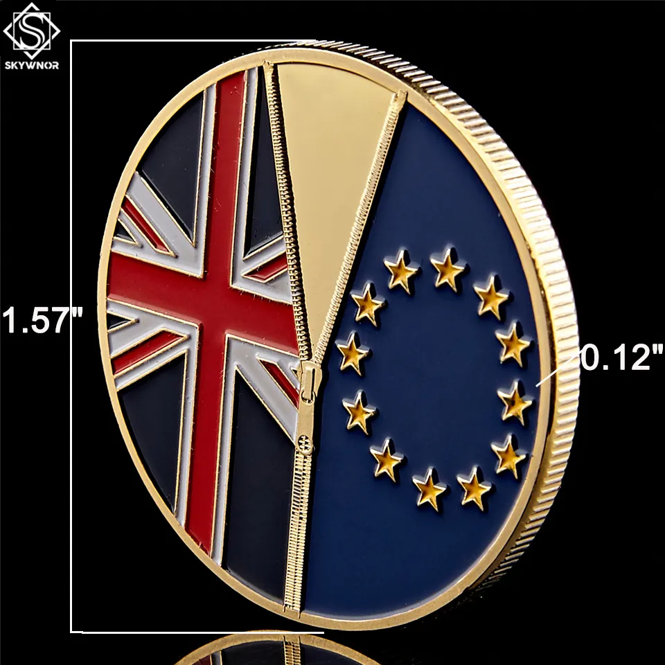 UK Brexit UE Référendum Indépendance Artisanat Or Commémorative Euro Pièce Avec Protection Capsule2440336