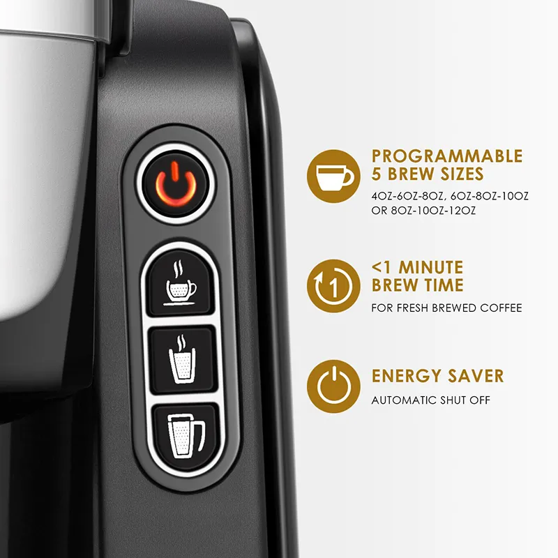 Hibrew Filter Coffee Machine K-Cup Brewer, KCUP Одноугольник Coffee Maker Capsule Machine Автоматический порошок