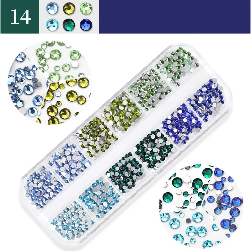 Nail Art Rhinestones Kit 3D Nails Art Decorações Brilhantes Broca De Vidro Broca De Prata Colorido Cristal Charm Strass Prego Studs