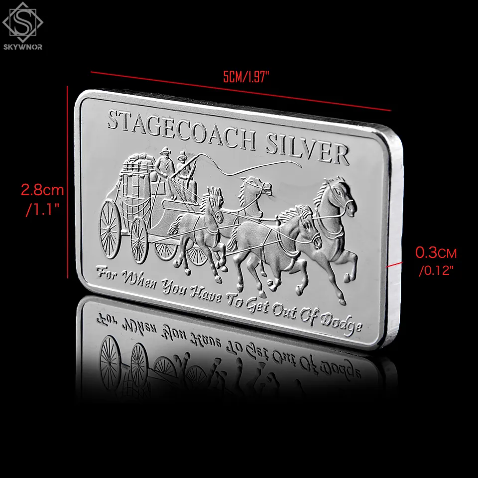 Noroeste Territorial Mint 999 Fine Stage Craft Prata Divisível Bar Moeda Metal Artesanato Presentes Réplica 50 x 28mm 1 OZ Emblema de Prata 6064376