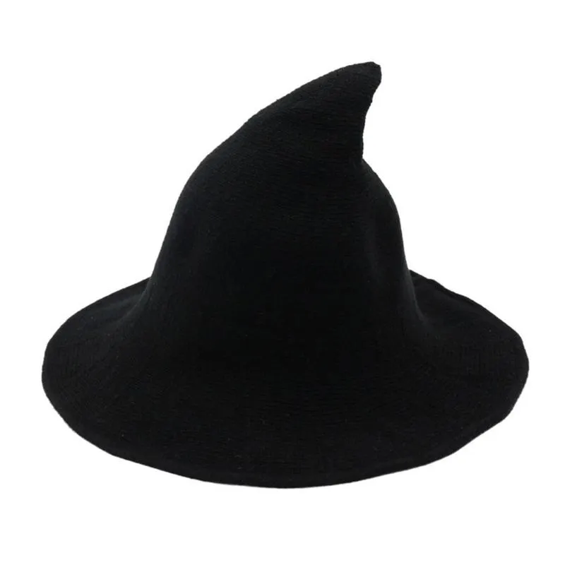 Skąpy brzegowe czapki ly ladies halloween impreza moda czarownica hat swobodnie stały kolor szeroko zakrojony 204V