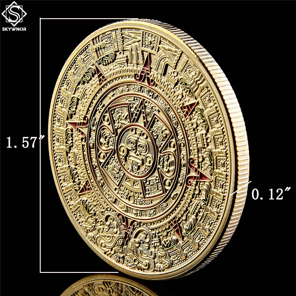 LOT México Gold calendário Azetc Cultura Cultura Cultura Cópia Coin CollectiBles2763765