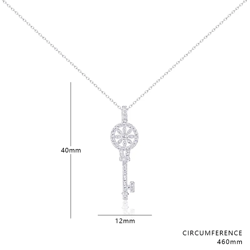 XIUMEIYIZU nouvelle mode clé en forme de déclaration colliers pour femmes bijoux cuivre zircon strass clé charmes pendentifs necklace241H