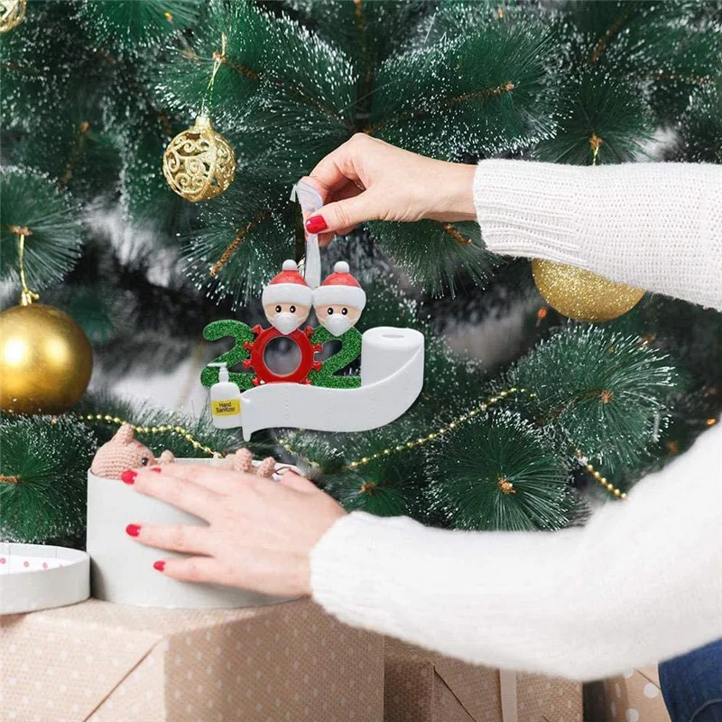 Festa de aniversário de quarentena de Natal enfeites de árvore de Natal pingentes diy nome de oração da família decoração de Natal decorações 2020 dlh469