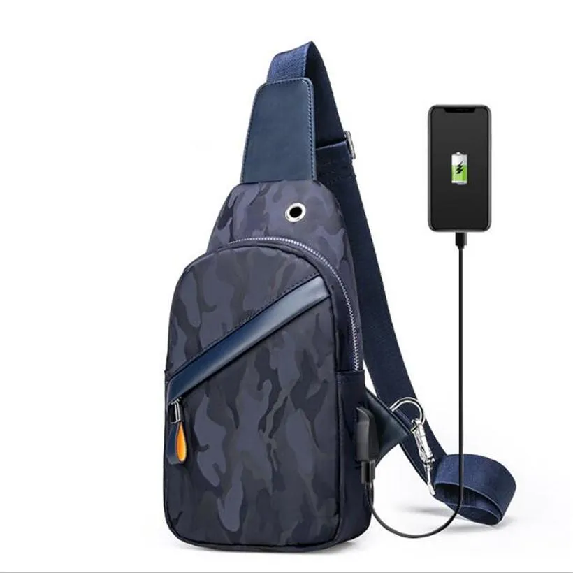 Heren Waterdichte USB Oxford Crossbody Tas Anti-diefstal Schouder Sling Bag Multifunctionele Korte Reizen Messenger Borst Pakken Voor M241x