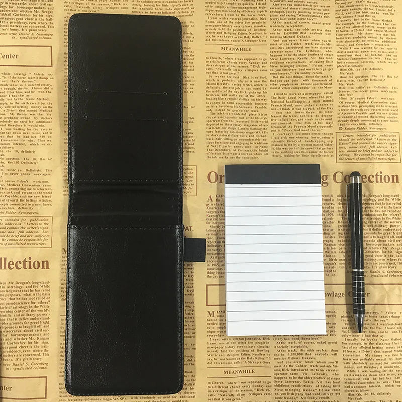 Ruize Multifonction Small Notebook A7 planificateur de poche en cuir Note de notes Mini Note avec stylo de société de bureau.