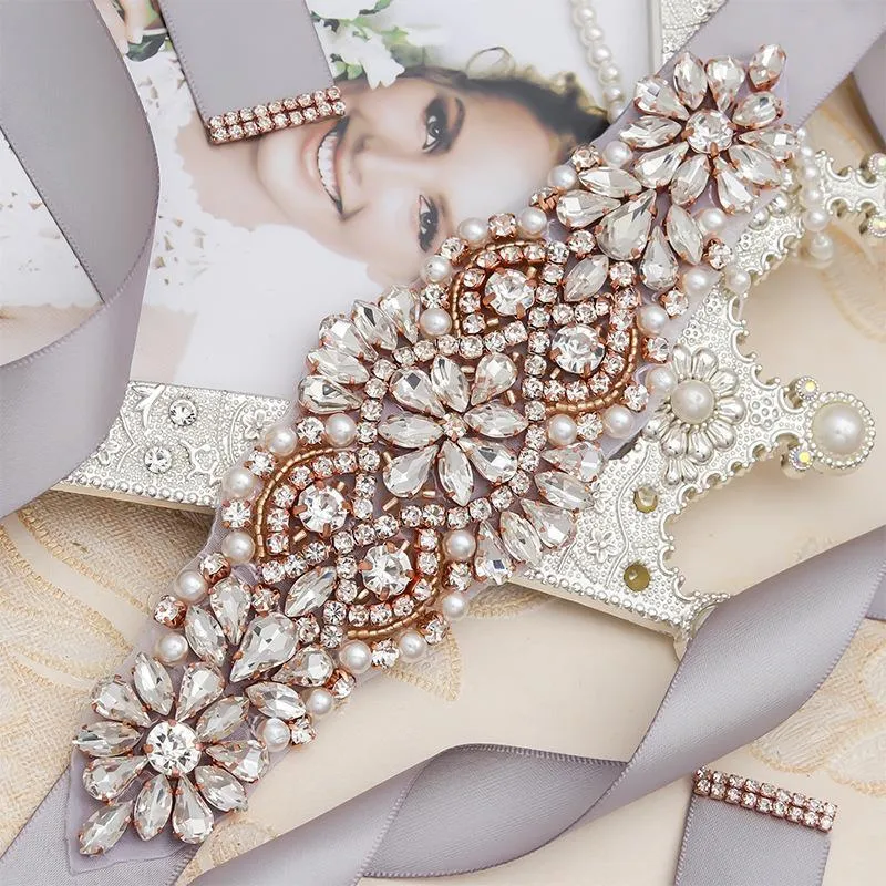 Bloem parel steentjes bruid riemen sjerp goud kleur bruids riem wit ivoor lint vrouwen feestjurk bruiloft accessoires M374 Y200730