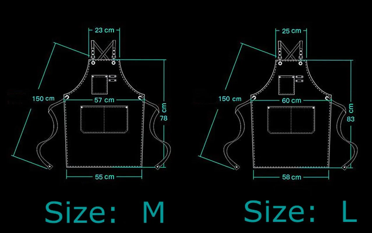 Grembiule da lavoro in tela cerata resistente con tasche attrezzi BBQ Bavaglino da caffè Grembiule da cucina chef Cinghie incrociate regolabili M-L216L