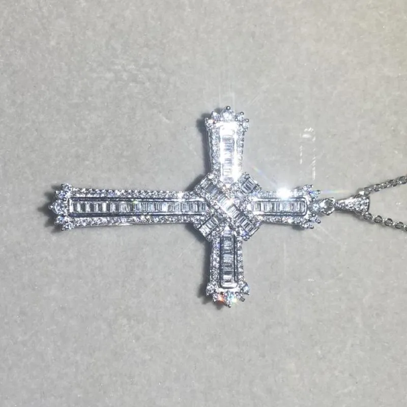 Original Exquisite Bibel Jesus Kreuz Anhänger Halskette Frauen Männer Luxus edlen Schmuck Kruzifix Charme Simulierte Diamond260j