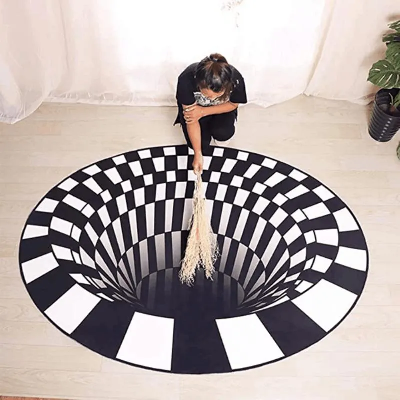 3D Vortex Illusion Rug Swirl Print光学室の装飾幻想エリアラグカーペットフロアパッドHome208p用の滑り止めドアマットマット