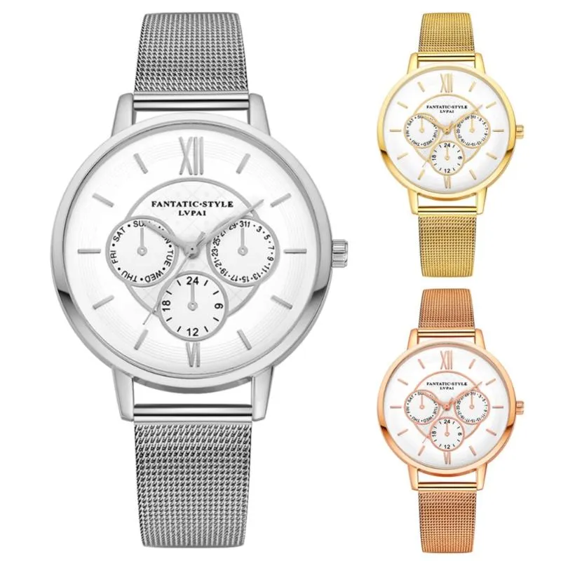 2020 Nowy luksusowy zegarek damski srebrny zegarek ze stali nierdzewnej kobiety damskie sukienki kwarcowe kwarcowe zegar na rękę 22293